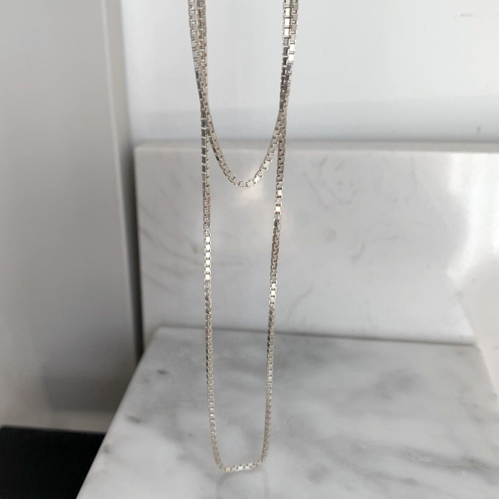 Stamped 925 Sterling Silver Dainty Box Chain Necklace